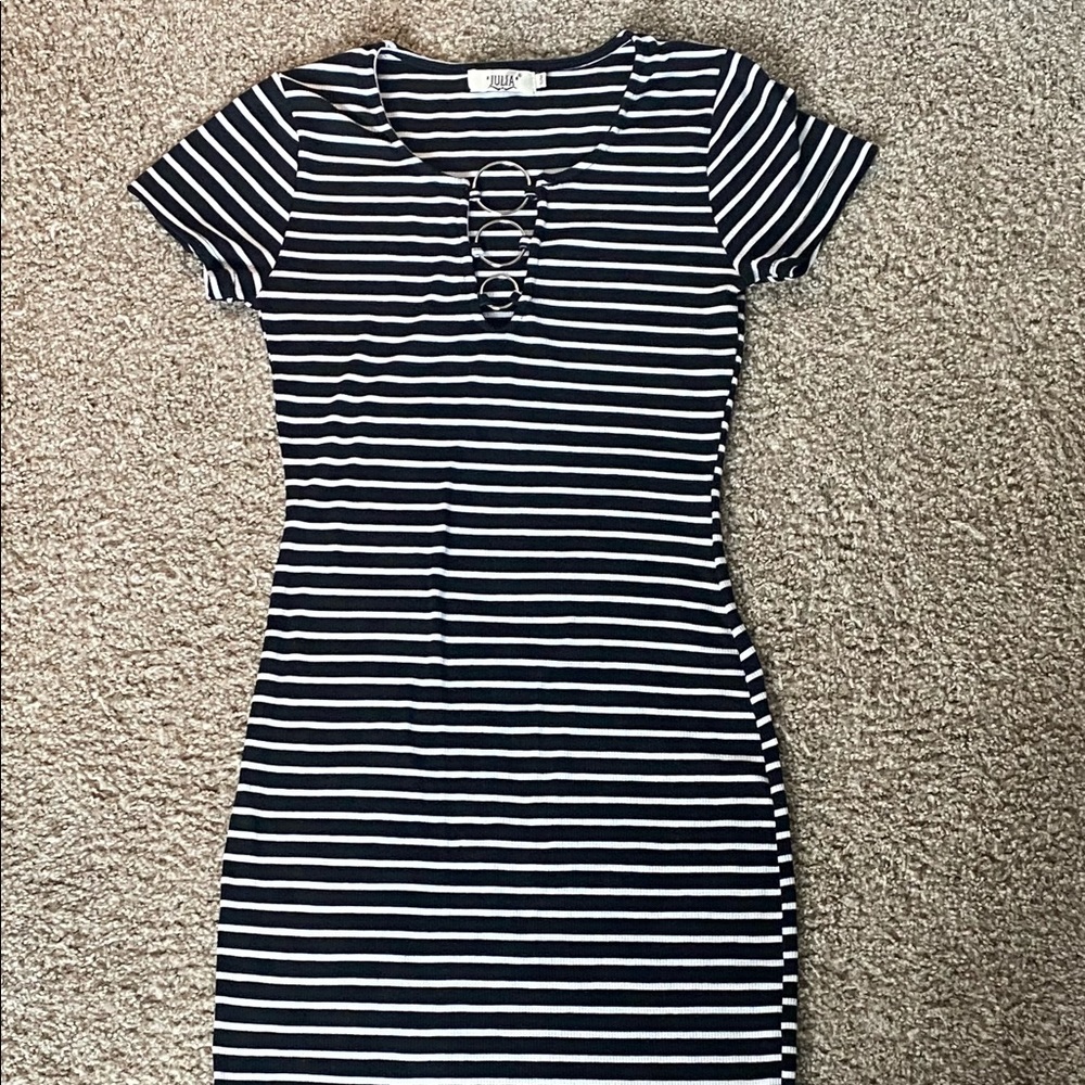 Black and White Striped T-Shirt Dress